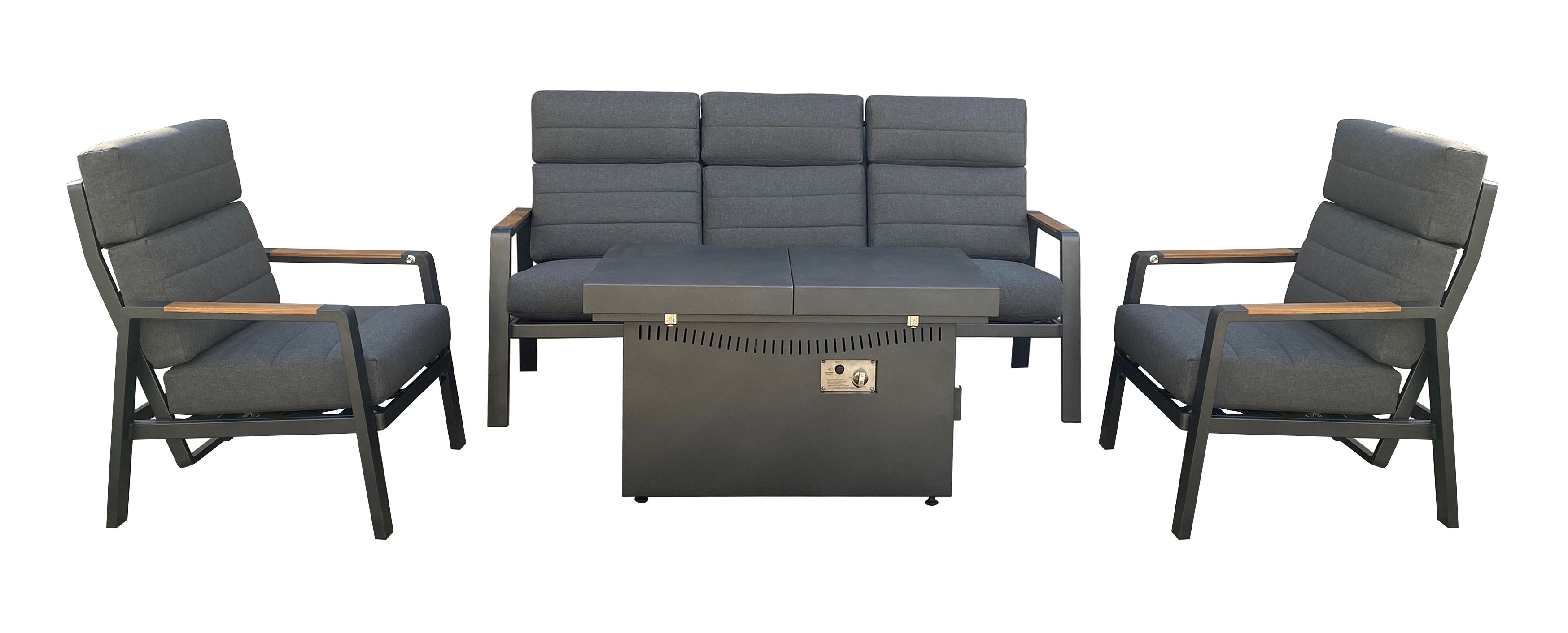 Aluminium 5 Seater Garden Furniture with Firepit