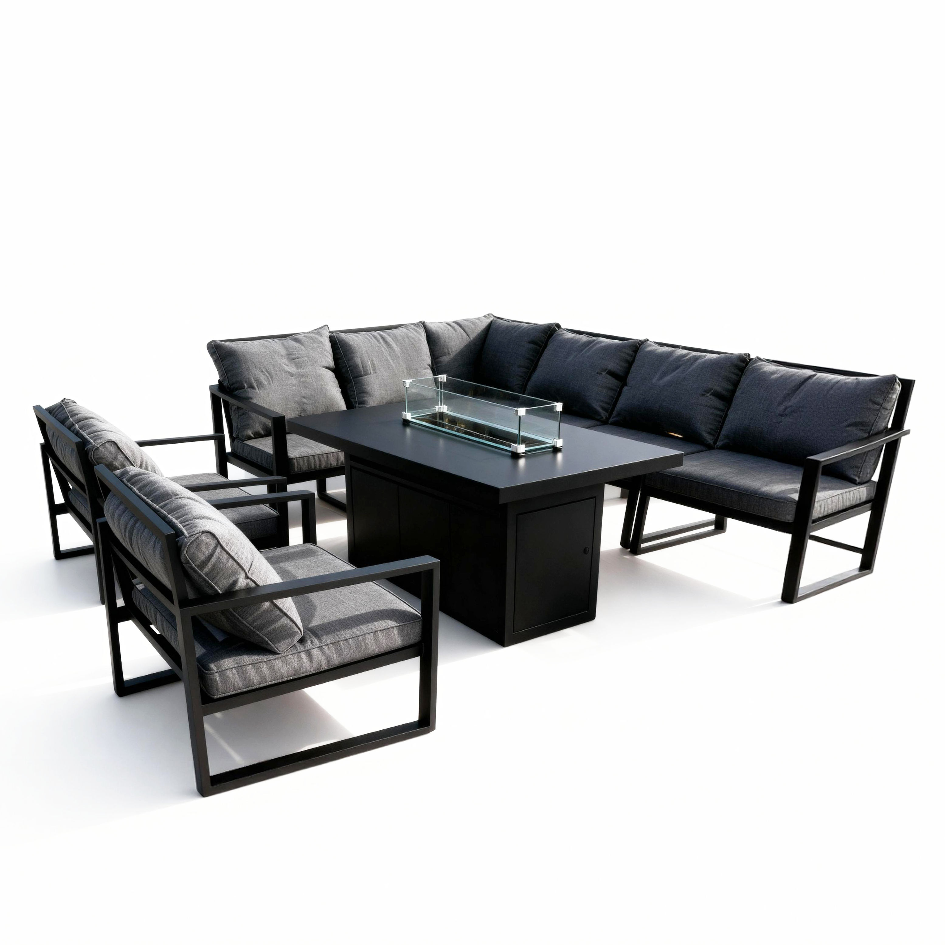 Aluminium 7 Seater Sofa Set with Firepit