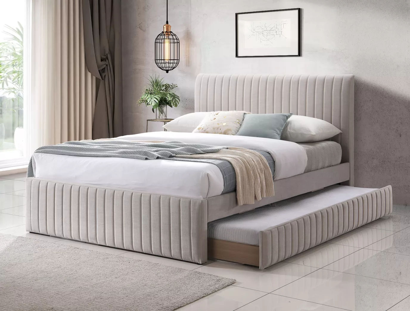 Bexley Natural Oat Upholstered Bed Frame