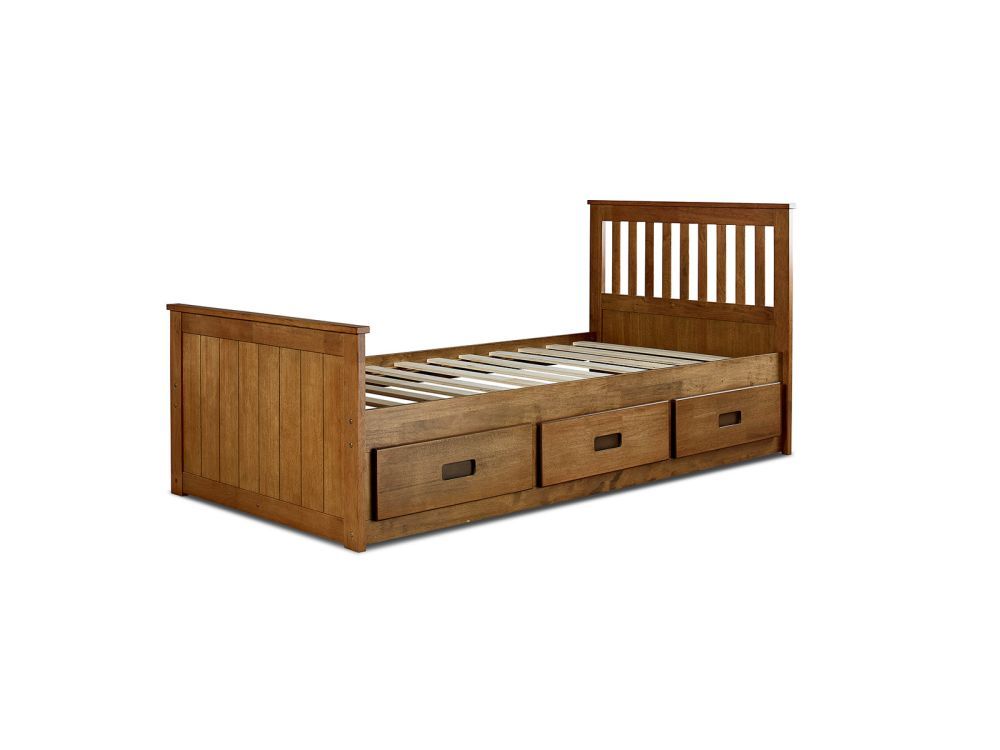 Captain 3 Drawer Single Wooden Storage Bed