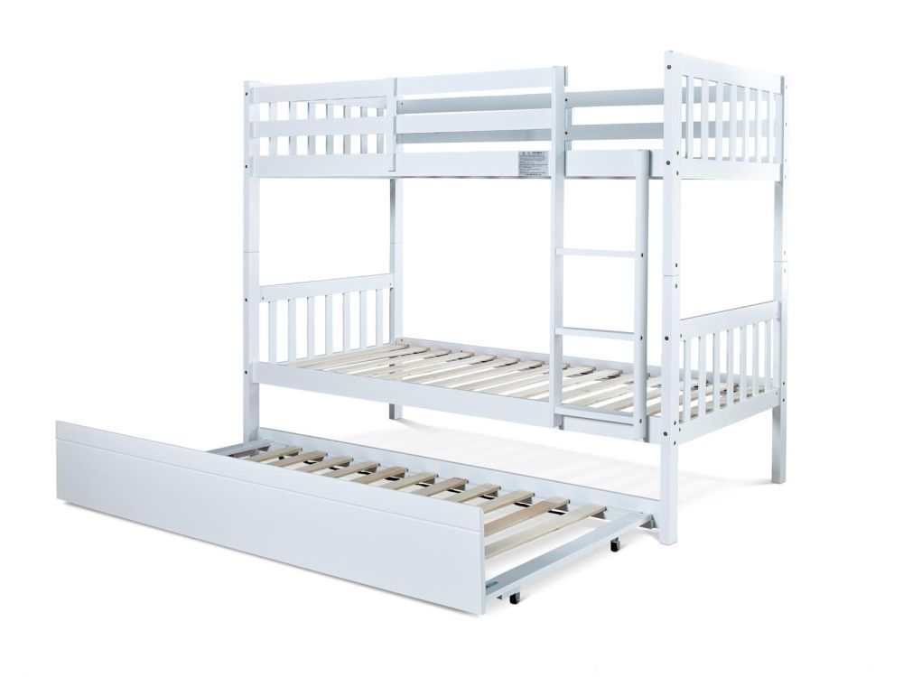Essentials White Single Wooden Bunk Bed Frame With Trundle