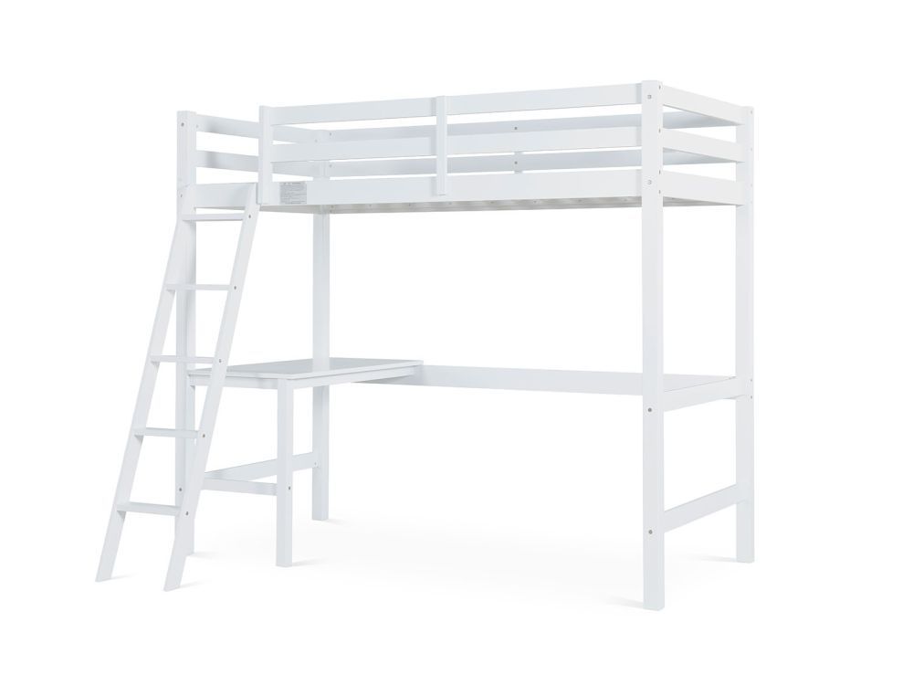 Essentials White Single Wooden High Sleeper Bed Frame