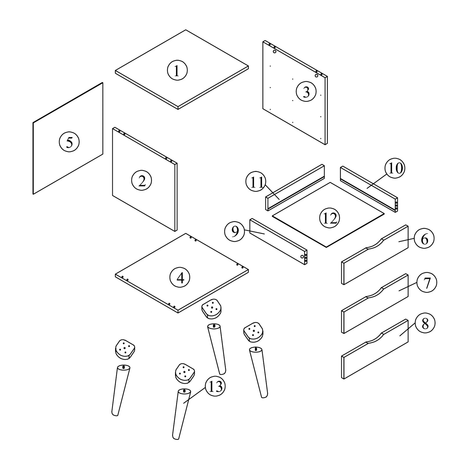 bedside table parts diagram
