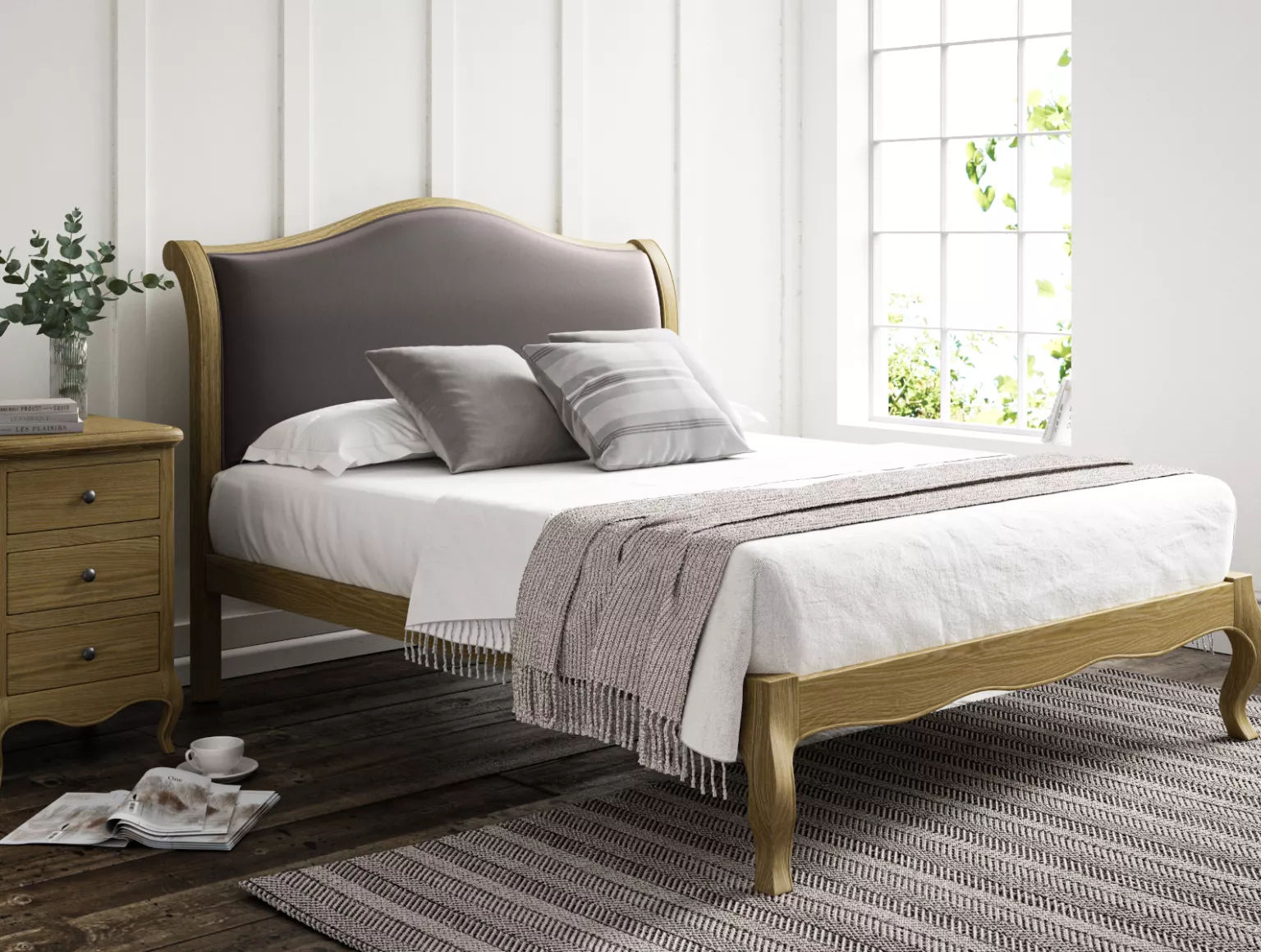 Lyon Upholstered Oak Bed Frame - LFE