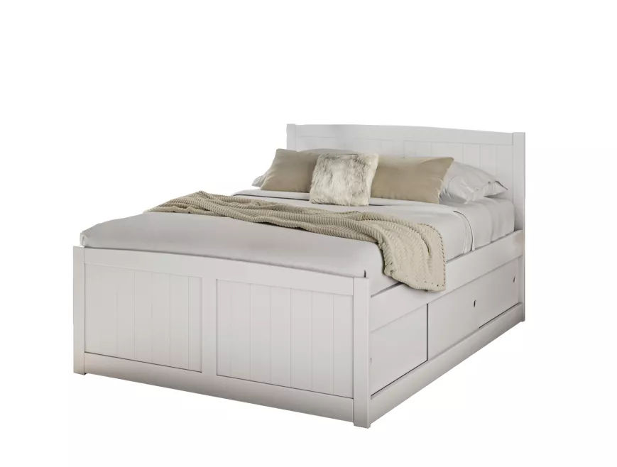 Maxistore 6 Door White Wooden Storage Bed Frame