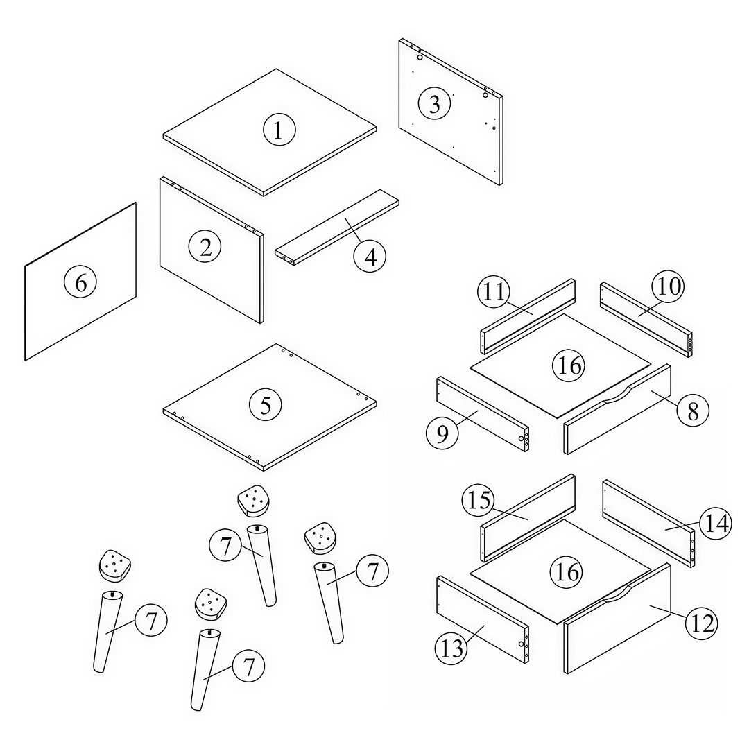 Molle Bedside parts diagram
